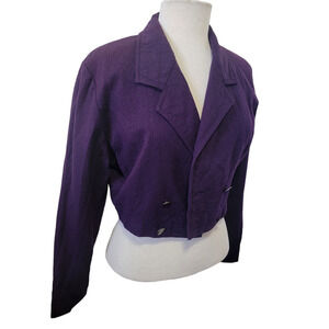Handmade Wool Short Crop Fitted Button Front Collared Dress Suit Coat Jacket